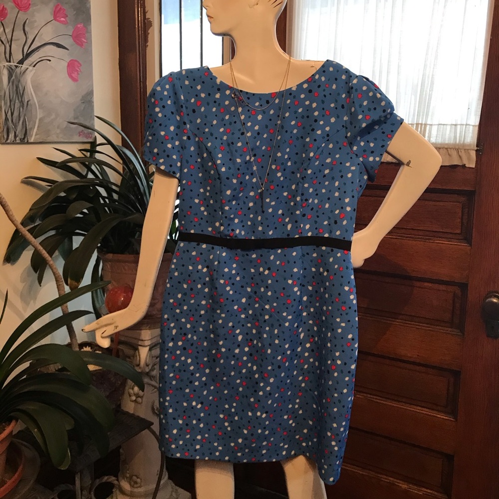 💎3/$25💎 IMMYC Isaac Mizrahi sz 14 Blue Dot Dress
